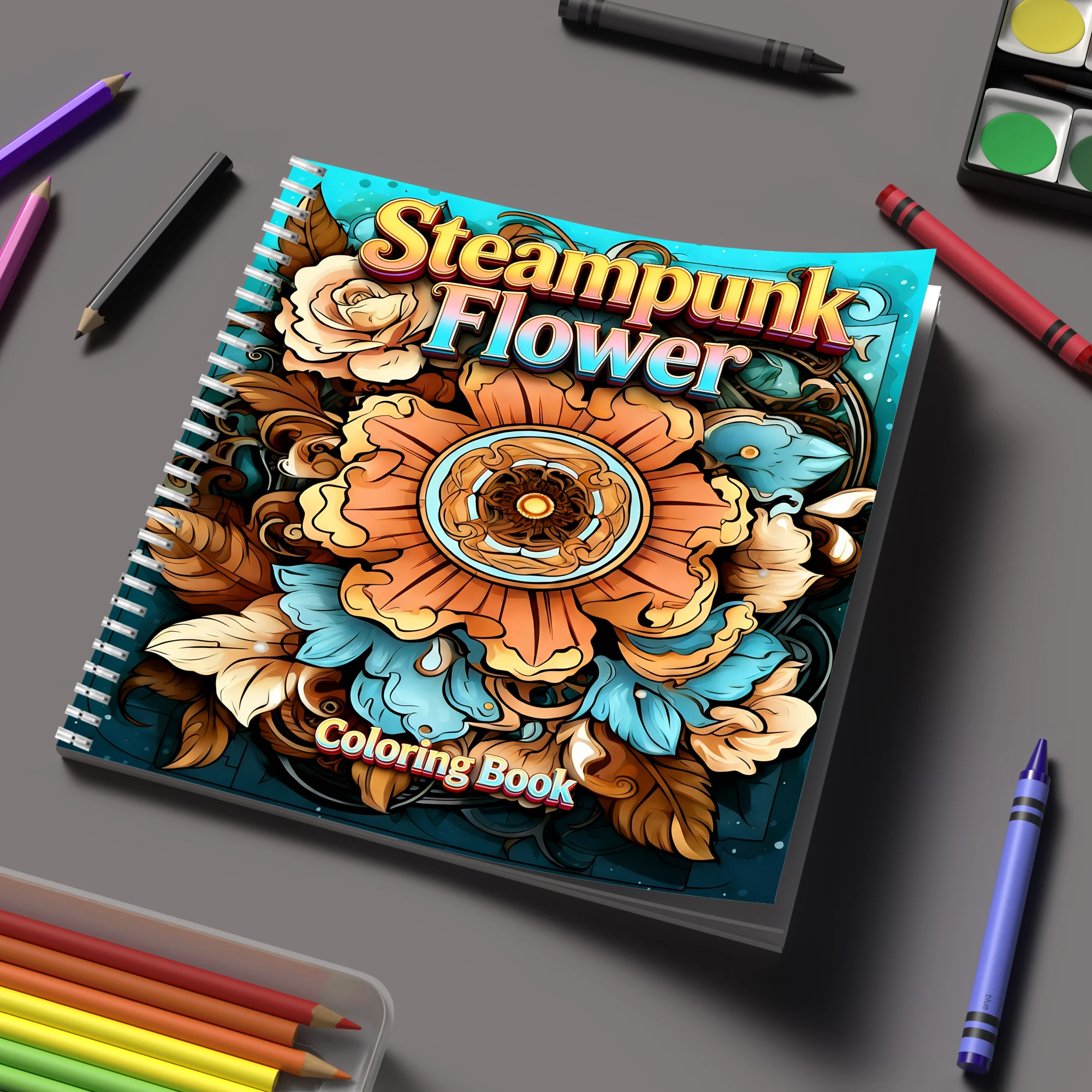 Flower Supplies - Buku Mewarnai Bunga Steampunk untuk Buku