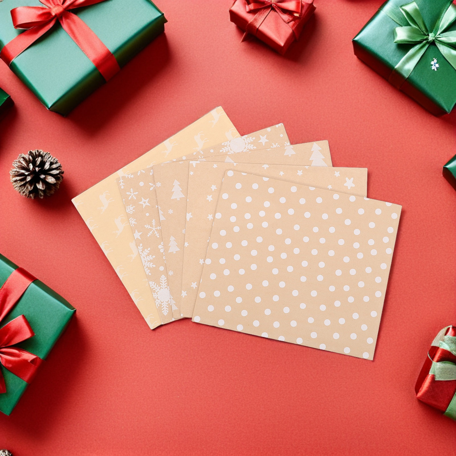 5Pcs Kertas Pembungkus Natal G - Flower Wrap Kraft ulasan dan harga