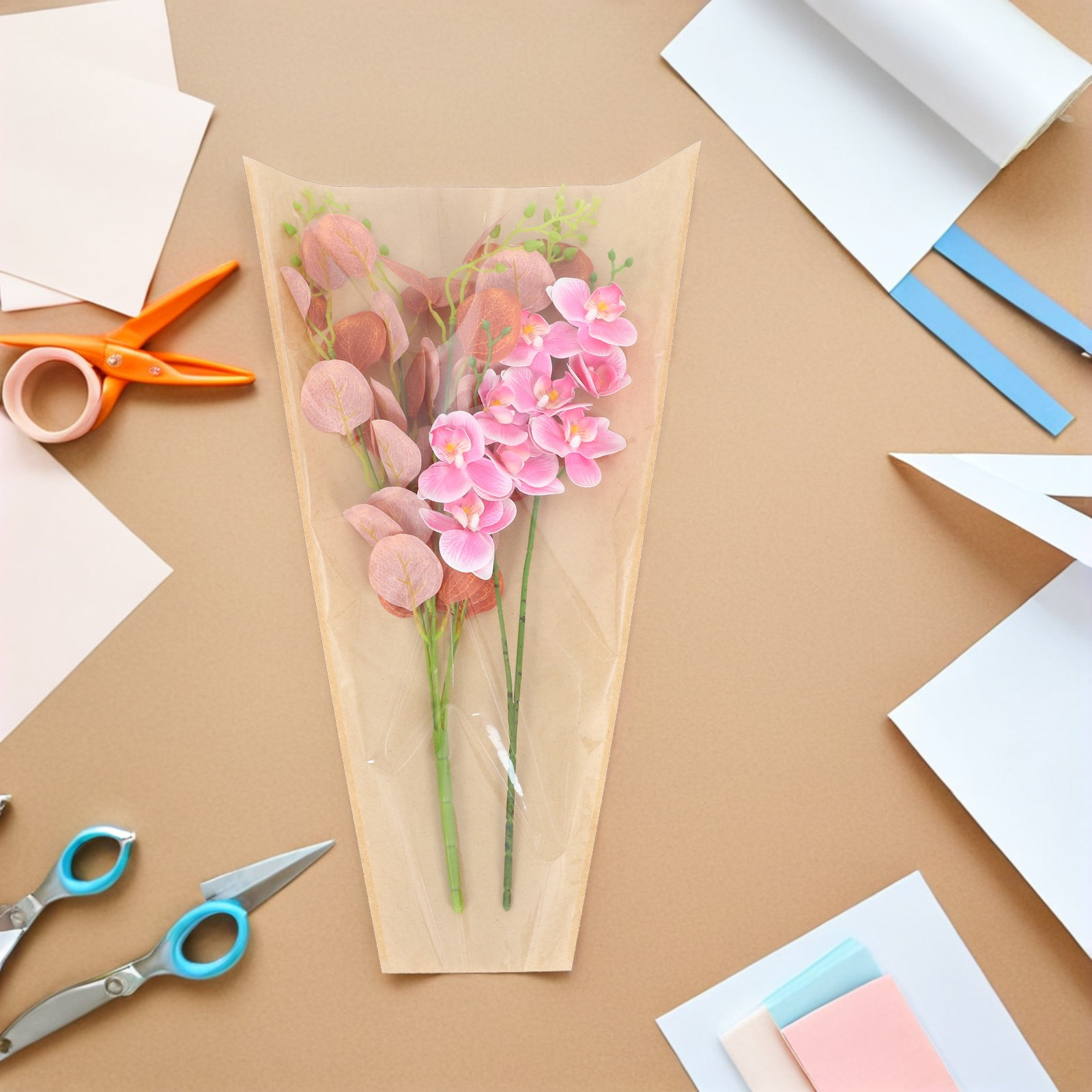 50Pcs Kantong Bunga Kraft Tran - Flower Wrap Kraft ulasan dan harga