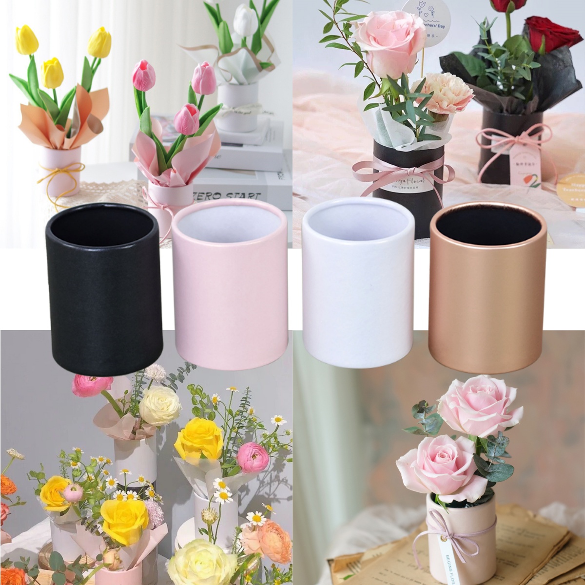 4 Buah Kotak Bunga Bulat Mini  - Florist Supply Paper ulasan dan harga