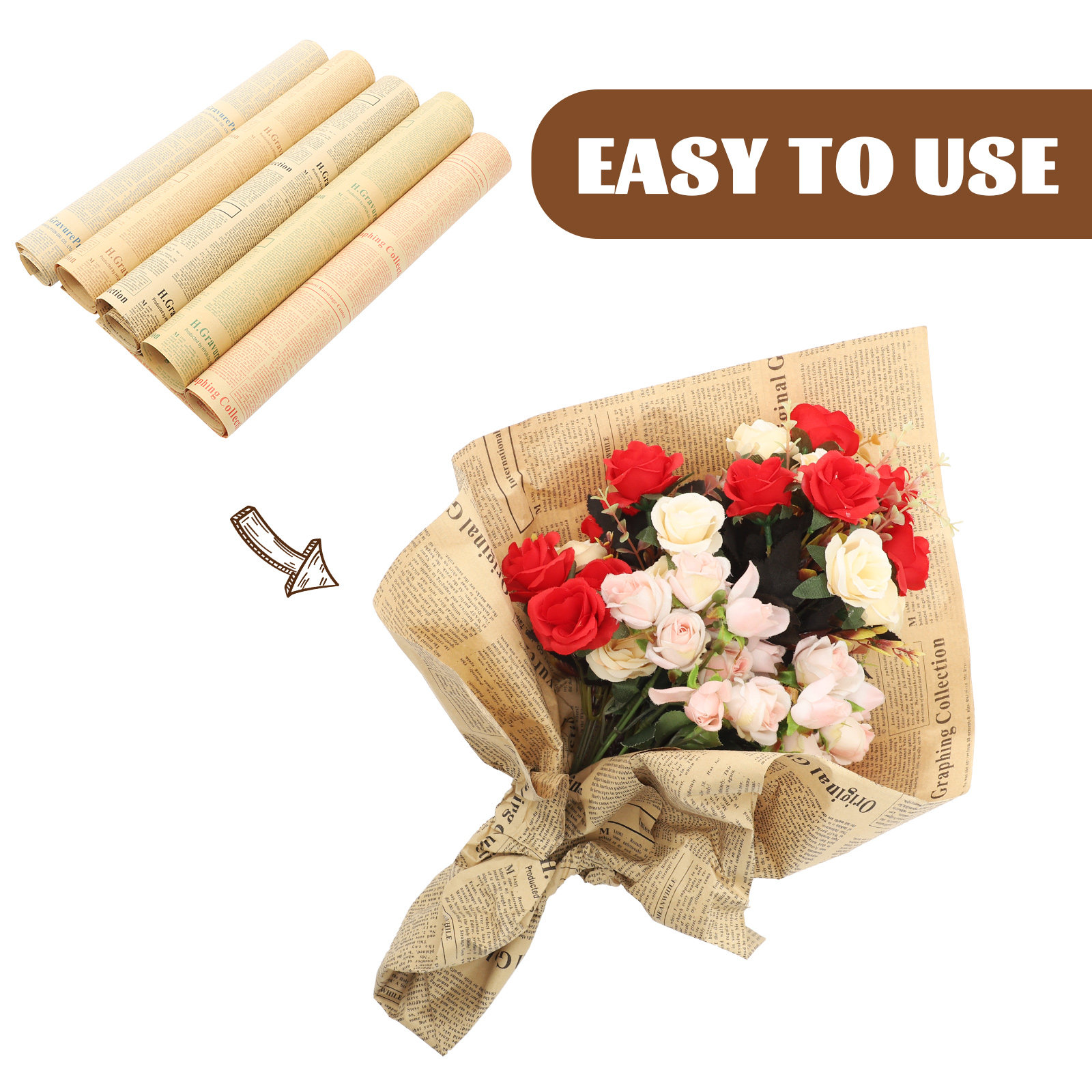 20Pcs Kertas Pembungkus Koran  - Flower Wrap Kraft ulasan dan harga